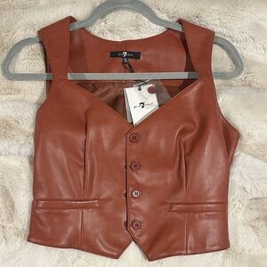 7 For All Mankind Tan Faux Leather Vest